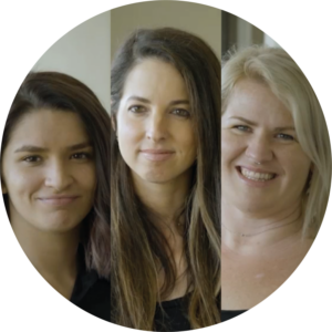 ally, amanda, and heather-01 – scaledv3 Three smiling women.